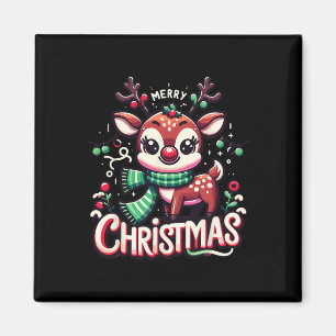 Vrolijk Kerstfeest Rendier Tree Lights Xmas Famili Magneet