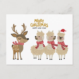 Vrolijk kerstfeest   rendieren en alpaca's briefkaart
