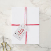 Vrolijk Kerstfeest retro rood en wit Cadeaulabel (Met Touw)