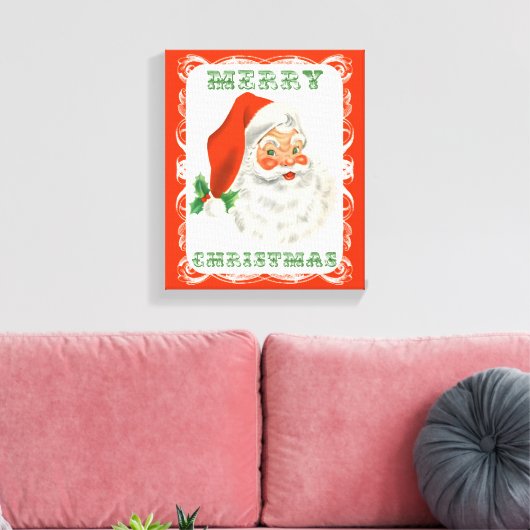 Vrolijk kerstfeest  Retro Santa Claus Canvas Afdruk (Insitu (Woonkamer))
