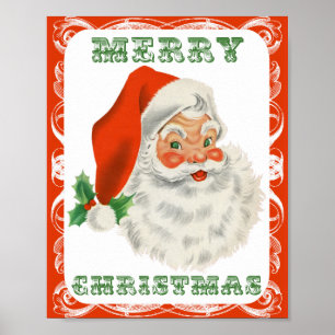 Vrolijk kerstfeest Retro Santa Claus Poster