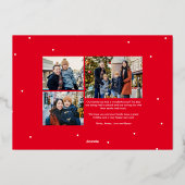 Vrolijk Kerstfeest retro script vier foto Folie Feestdagenkaart (Achterkant)