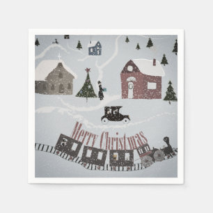 Vrolijk kerstfeest, retro servet