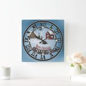 Vrolijk kerstfeest, retro vierkante klok (Huis)