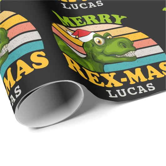 Vrolijk kerstfeest Rex-mas Dinosaur Persoonlijke n Cadeaupapier (Rol Hoek)