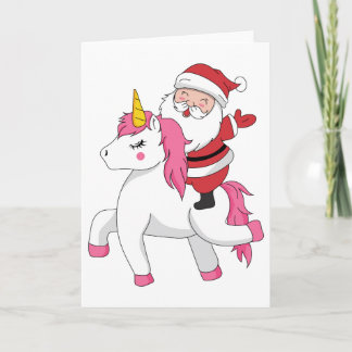 vrolijk kerstfeest rijdende eenhoorn kaart