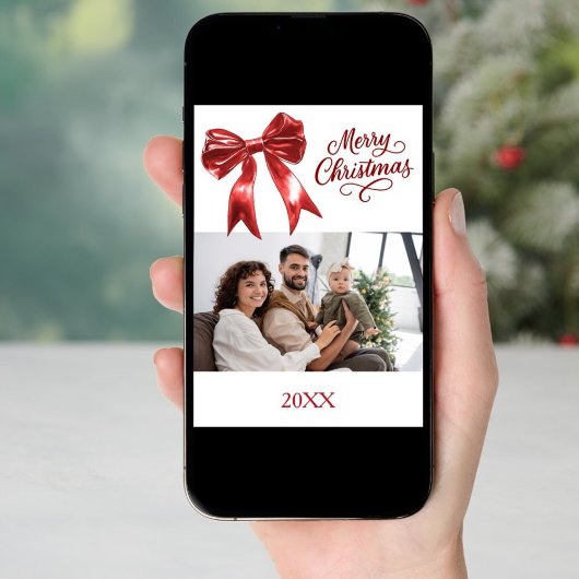 Vrolijk Kerstfeest rode boog foto jaar in review Feestdagenkaart