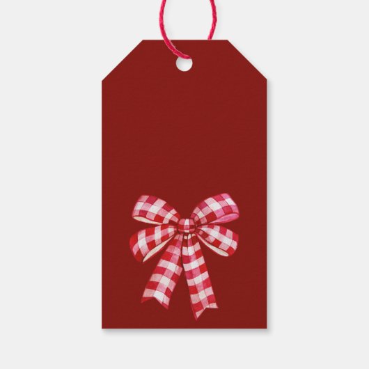 Vrolijk kerstfeest rode boogdennen rustiek cadeaulabel (Achterkant)