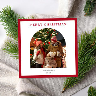 Vrolijk Kerstfeest Rode Grens Minimalistische Boog Feestdagenkaart