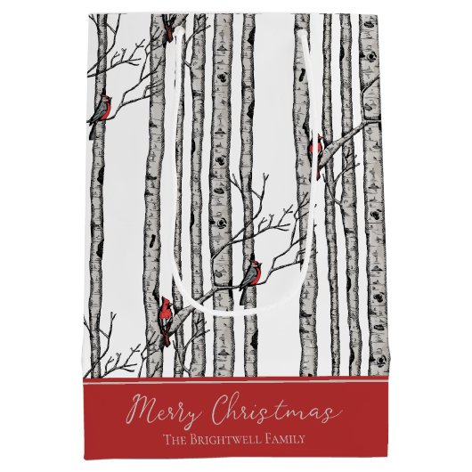Vrolijk Kerstfeest Rode Kardinaal Vogel & Berk Boo Medium Cadeauzakje (Achterkant)