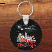 Vrolijk kerstfeest  rode kerstcadeautjes sleutelhanger (Voorkant)