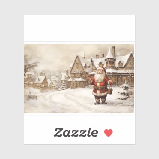 Vrolijk Kerstfeest rode Kerstman Sticker (Vel)