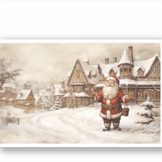 Vrolijk Kerstfeest rode Kerstman Sticker (Voorkant)