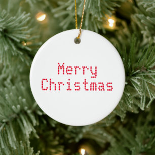 "Vrolijk kerstfeest" rode letters witte achtergron Keramisch Ornament