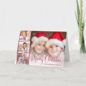 Vrolijk Kerstfeest Rode Script Fotostrip Feestdagen Kaart (Voorkant)