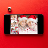 Vrolijk Kerstfeest Rode Script Fotostrip Feestdagen Kaart