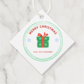 Vrolijk Kerstfeest rode tekst geschenkdoos op wit Bedankjes Labels (Voorkant)