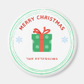 Vrolijk Kerstfeest rode tekst geschenkdoos op wit Magneet (Voorkant)