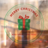 Vrolijk Kerstfeest rode tekst geschenkdoos op wit Raamsticker (Vel 2)