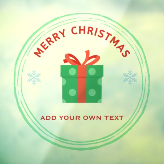 Vrolijk Kerstfeest rode tekst geschenkdoos op wit Raamsticker (Vel 3)