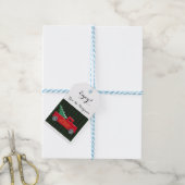 Vrolijk kerstfeest, Rode vrachtwagen met kerstboom Cadeaulabel (Met Touw)
