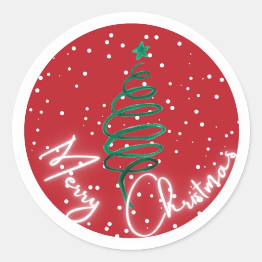 Vrolijk kerstfeest ronde sticker (Voorkant)