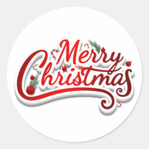 Vrolijk kerstfeest ronde sticker