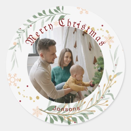 Vrolijk kerstfeest ronde sticker (Voorkant)