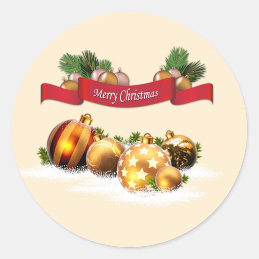 Vrolijk kerstfeest ronde sticker (Voorkant)