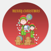 Vrolijk kerstfeest ronde sticker (Voorkant)