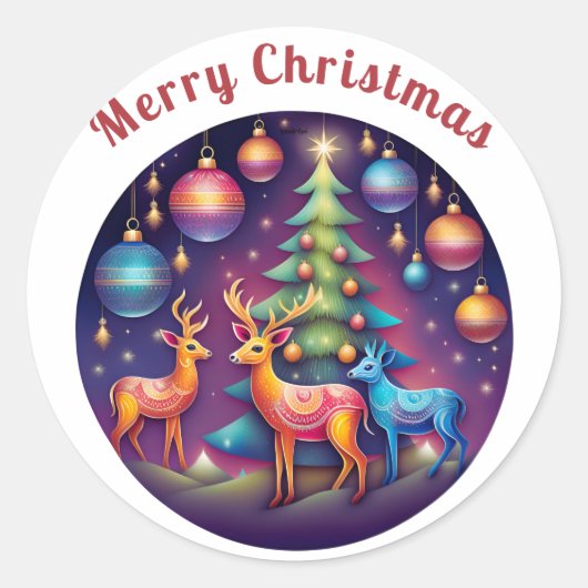 Vrolijk kerstfeest ronde sticker (Voorkant)