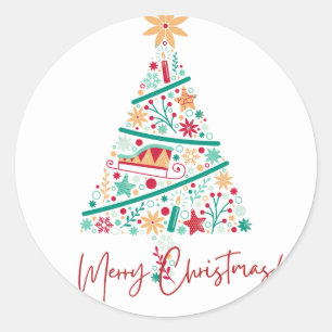 Vrolijk kerstfeest ronde sticker