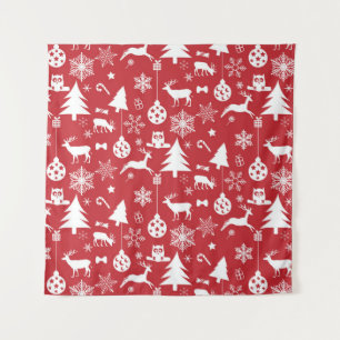 Vrolijk kerstfeest: rood  Collectie Wandkleed