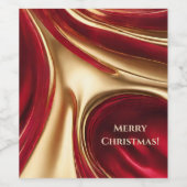 Vrolijk Kerstfeest- Rood en Goud Wijn Etiket (Enkel label)