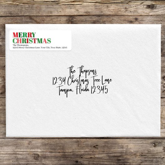 Vrolijk Kerstfeest Rood en Groen Custom Etiket