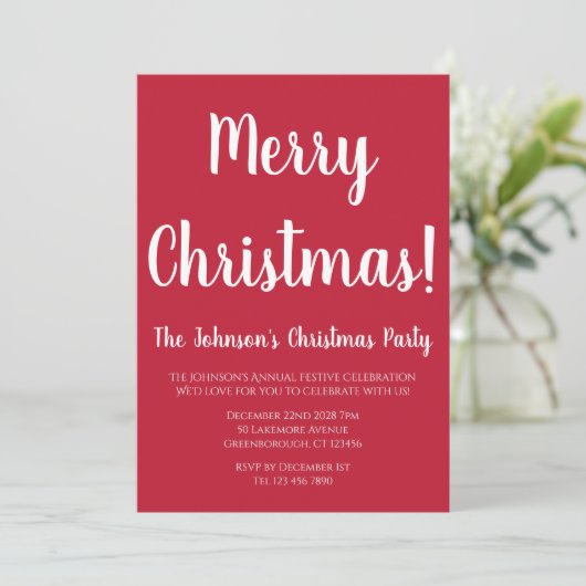 Vrolijk kerstfeest rood en wit kaart (Staand voorkant)