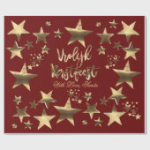 Vrolijk Kerstfeest Rood Goud Elegant Script Nederl Cadeaupapier (Vlak)