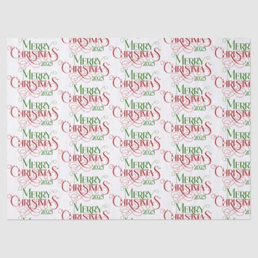 Vrolijk Kerstfeest Rood Groen Feestelijke Retro Ty Tissuepapier (Voorkant)