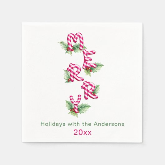 Vrolijk kerstfeest rood groen feestje servet (Voorkant)