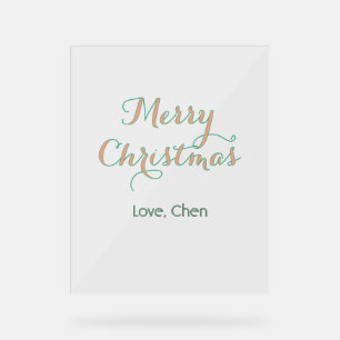vrolijk kerstfeest rood groen naam liefde stijlvol acryl bord