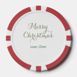 vrolijk kerstfeest rood groen naam liefde stijlvol poker chips