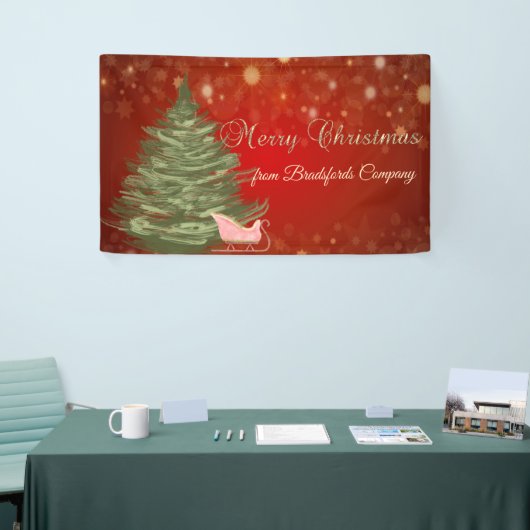 Vrolijk Kerstfeest, Rood, Kerstboom, Slaap Spandoek (Beurs)