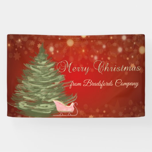 Vrolijk Kerstfeest, Rood, Kerstboom, Slaap Spandoek (Horizontaal)