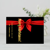 Vrolijk kerstfeest, rood lint schattig folie feestdagenkaart (Staand Voorkant)