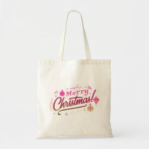 Vrolijk Kerstfeest Rood Roze feestelijk ontwerp Tote Bag