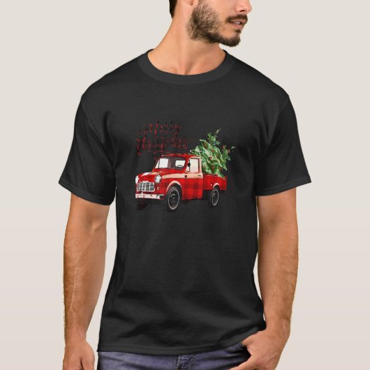 Vrolijk kerstfeest  rood vrachtwagen met kerstMann T-shirt (Voorkant)