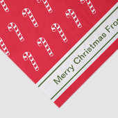 Vrolijk Kerstfeest Rood & Wit Candy Canes Van Naam Tissuepapier (Detail)