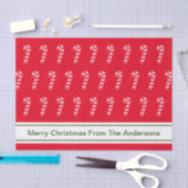 Vrolijk Kerstfeest Rood & Wit Candy Canes Van Naam Tissuepapier (Craft)