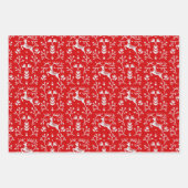 Vrolijk Kerstfeest Rood & Wit Feestelijk Modern Inpakpapier Vel (Voorkant 3)