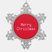 "Vrolijk kerstfeest" rood wit Tin Sneeuwvlok Ornament (Voorkant)